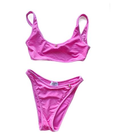 vintage chanel pink velvet bikini|chanel swimwear for women.